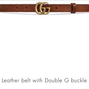 Gucci GG Marmot Thin Leather Belt with Bronze Buckle Size 110